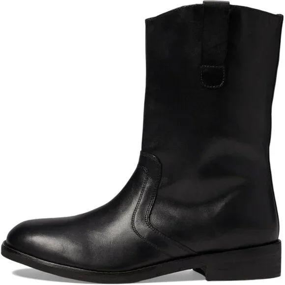 New Free People Black Leather Easton Equestrian Ankle Boots size 8.5 - Picture 2 of 9